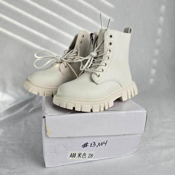 Kids Lace Up Side Zipper Boots Unisex Size 11 US / 28 EU Off White NIB - Picture 12 of 12